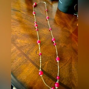 Pink and gold beaded Ann Taylor necklace.